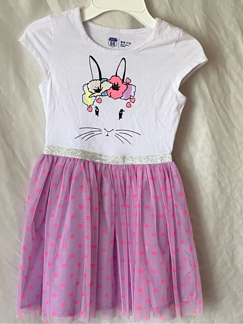 Route 66 Girls Bunny Tulle Dress Size M 7/8 Pink White Easter Party